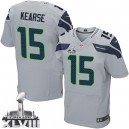 Men Nike Seattle Seahawks &15 Jermaine Kearse Elite Grey Alternate Super Bowl XLVIII NFL Jersey