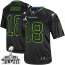 Men Nike Seattle Seahawks &18 Sidney Rice Elite Lights Out Black Super Bowl XLVIII NFL Jersey