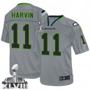 Men Nike Seattle Seahawks &11 Percy Harvin Elite Lights Out Grey Super Bowl XLVIII NFL Jersey