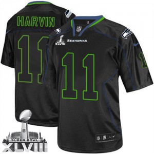 Hommes Nike Seattle Seahawks # 11 Percy Harvin Élite Lights Out noir Super Bowl XLVIII NFL Maillot Magasin