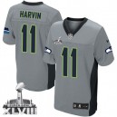 Men Nike Seattle Seahawks &11 Percy Harvin Elite Grey Shadow Super Bowl XLVIII NFL Jersey