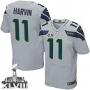 Men Nike Seattle Seahawks &11 Percy Harvin Elite Grey Alternate Super Bowl XLVIII NFL Jersey