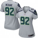 Women Nike Seattle Seahawks &92 Brandon Mebane Elite Grey Alternate NFL Jersey