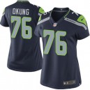 Women Nike Seattle Seahawks &76 Russell Okung Elite Steel Blue Team Color NFL Jersey