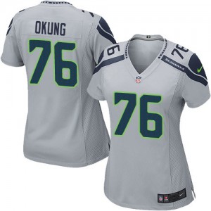 Femmes Nike Seattle Seahawks # 76 Russell Okung Élite gris alternent NFL Maillot Magasin