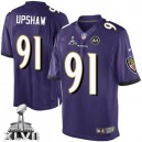Youth Nike Baltimore Ravens &91 Courtney Upshaw Elite Purple Team Color Super Bowl XLVII NFL Jersey
