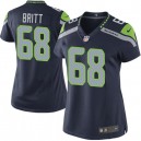 Women Nike Seattle Seahawks &68 Justin Britt Elite Steel Blue Team Color NFL Jersey