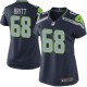 Women Nike Seattle Seahawks &68 Justin Britt Elite Steel Blue Team Color NFL Jersey