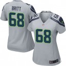 Women Nike Seattle Seahawks &68 Justin Britt Elite Grey Alternate NFL Jersey