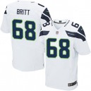 Men Nike Seattle Seahawks &68 Justin Britt Elite White NFL Jersey