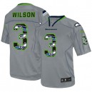 Men Nike Seattle Seahawks &3 Russell Wilson Elite New Lights Out Grey NFL Jersey