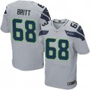 Men Nike Seattle Seahawks &68 Justin Britt Elite Grey Alternate NFL Jersey