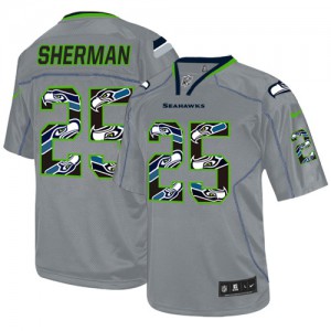 Hommes Nike Seattle Seahawks # 25 Richard Sherman élite nouveau Lights Out gris NFL Maillot Magasin