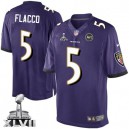 Youth Nike Baltimore Ravens &5 Joe Flacco Elite Purple Team Color Super Bowl XLVII NFL Jersey
