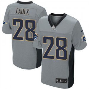 Hommes Nike St. Louis Rams # 28 Marshall Faulk Élite gris ombre NFL Maillot Magasin
