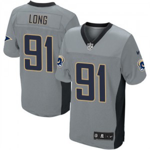 Hommes Nike St. Louis Rams # 91 Chris Long Élite gris ombre NFL Maillot Magasin
