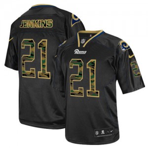Hommes Nike St. Louis Rams # 21 Janoris Jenkins Élite noire Camo Fashion NFL Maillot Magasin
