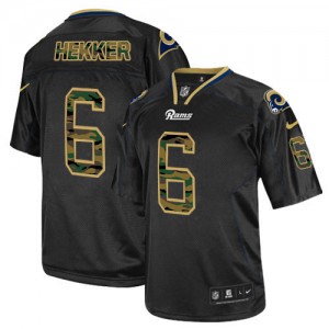 Hommes Nike St. Louis Rams # 6 Johnny Hekker Élite noire Camo Fashion NFL Maillot Magasin