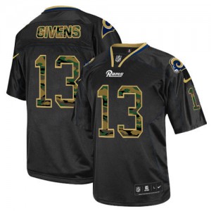 Hommes Nike St. Louis Rams # 13 Chris Givens Élite noire Camo Fashion NFL Maillot Magasin