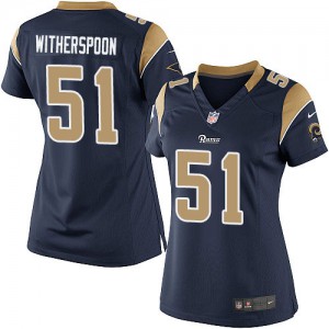 Femmes Nike St. Louis Rams # 51 Will Witherspoon élite bleu marine équipe NFL Maillot Magasin de couleur