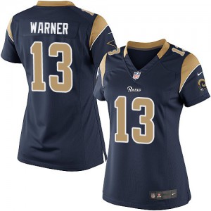 Femmes Nike St. Louis Rams # 13 Kurt Warner élite bleu marine équipe NFL Maillot Magasin de couleur