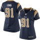 Women Nike St. Louis Rams &91 Chris Long Elite Navy Blue Team Color NFL Jersey