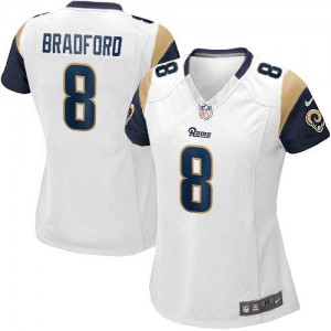Femmes Nike St. Louis Rams # 8 Sam Bradford Élite blanc NFL Maillot Magasin