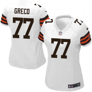Femmes Nike Cleveland Browns # 77 John Greco Élite blanc NFL Maillot Magasin