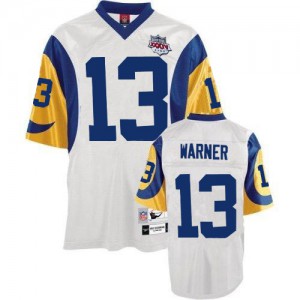 Mitchell et Ness St. Louis Rams # 13 Kurt Warner authentique blanc Super Bowl 2000 Throwback NFL Maillot Magasin
