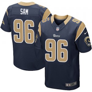 Hommes Nike St. Louis Rams # 96 Michael Sam Élite bleu marine équipe NFL Maillot Magasin de couleur