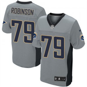 Hommes Nike St. Louis Rams # 79 Greg Robinson Élite gris ombre NFL Maillot Magasin