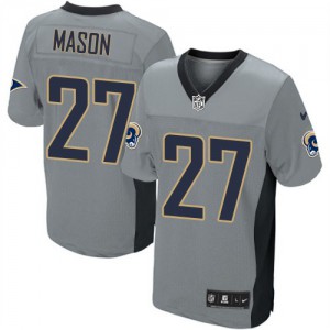 Hommes Nike St. Louis Rams # 27 Tre Mason Élite gris ombre NFL Maillot Magasin