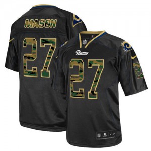 Hommes Nike St. Louis Rams # 27 Tre Mason Élite noire Camo Fashion NFL Maillot Magasin
