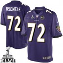 Youth Nike Baltimore Ravens &72 Kelechi Osemele Elite Purple Team Color Super Bowl XLVII NFL Jersey