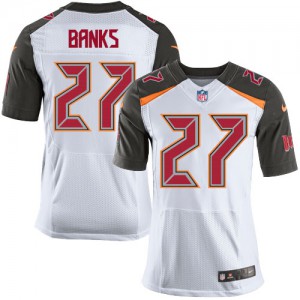 Hommes Nike Tampa Bay Buccaneers # 27 banques Johanne Élite blanc NFL Maillot Magasin