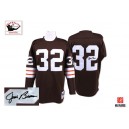 Mitchell And Ness Cleveland Browns &32 Jim Brown Brown Team Color Authentic Throwback Autographed NFL Jersey