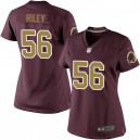 Women Nike Washington Redskins &56 Perry Riley Elite Burgundy Red/Gold Number Alternate 80TH Anniversary NFL Jersey