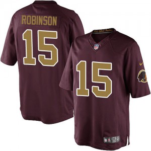 Jeunesse Nike Washington Redskins # 15 violette Robinson élite Bourgogne rouge/or nombre alternent 80e anniversaire NFL Maillot Jeunesse Nike Washington Redskins # 15 violette Robinson élite Bourgogne rouge/or nombre alternent 80e anniversaire NFL Maillot
