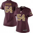 Women Nike Washington Redskins &54 Akeem Jordan Elite Burgundy Red/Gold Number Alternate 80TH Anniversary NFL Jersey