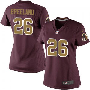 Femmes Nike Washington Redskins # 26 Bashaud Breeland élite Bourgogne rouge/or nombre alternent 80e anniversaire NFL Maillot Mag