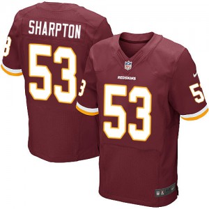 Hommes Nike Washington Redskins # 53 Darryl Sharpton élite Bourgogne rouge équipe NFL Maillot Magasin de couleur