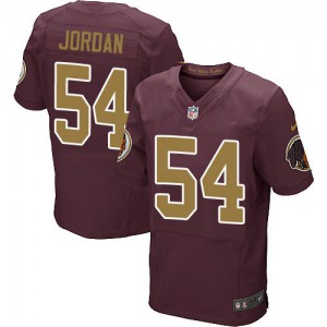 Hommes Nike Washington Redskins # 54 asso Jordan élite Bourgogne rouge/or nombre alternent 80e anniversaire NFL Maillot Magasin