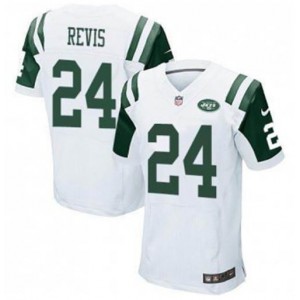 Jets #24 Darrelle Revis Blanc Hommes Stitched Élite Maillot Magasin