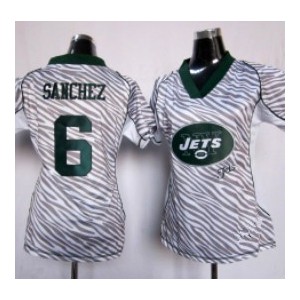Femmes New York Jets 6 Mark Sanchez Zebra Fashion Maillot Magasin