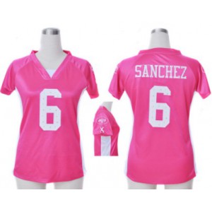 Femmes New York Jets 6 Mark Sanchez Rose Draft Him II Top Maillot Magasin