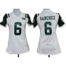 Women New York Jets 6 Sanchez White Jersey