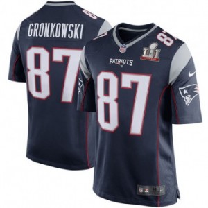 Liés aux New England Patriots Rob Gronkowski Nike Marine Super Bowl LI jeu Maillot des hommes