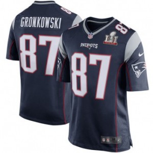 Liés aux New England Patriots Rob Gronkowski Nike Marine Super Bowl LI jeu Maillot des hommes Liés aux New England Patriots Rob Gronkowski Nike Marine Super Bowl LI jeu Maillot des hommes