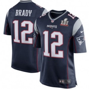 New England Patriots, Tom Brady Hommes Nike Marine Super Bowl LI liÃ© aux jeu Maillot