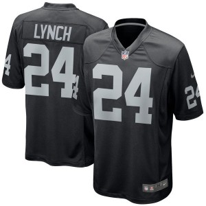 Hommes Oakland Raiders Marshawn Lynch Nike Noir Jeu maillots